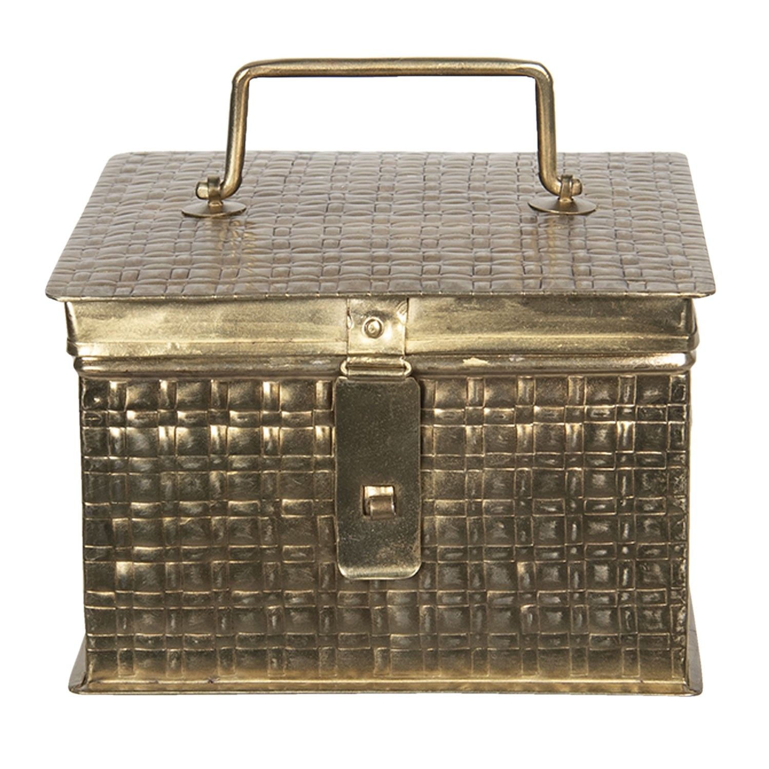 Zlatý kovový úložný box Marcelon - 19*19*13 cm Clayre & Eef - LaHome - vintage dekorace