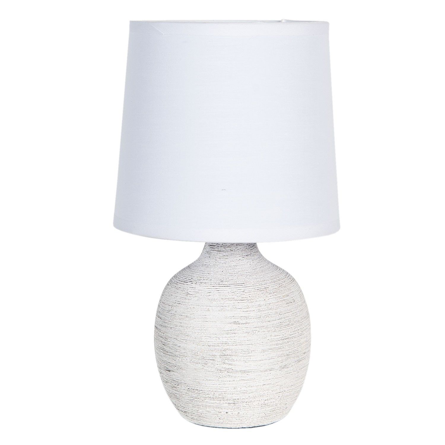 Bílá stolní lampička s keramickou nohou - Ø 15*26 cm E14/max 1*40W Clayre & Eef - LaHome - vintage dekorace