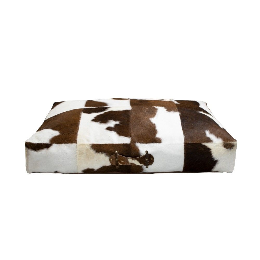 Kožený sedací polštář z kravské kůže bílá/hnědá - 100*70*15cm Mars & More - LaHome - vintage dekorace