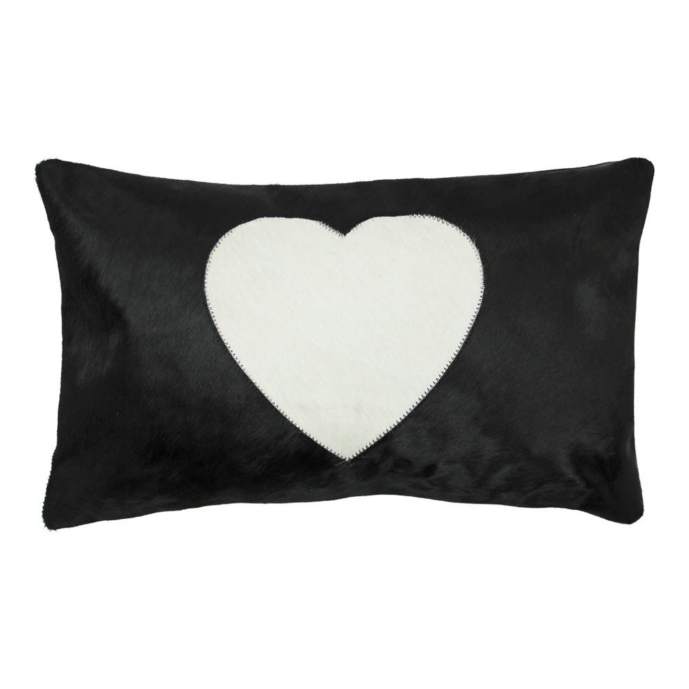 Černý kožený polštář se srdcem (bos taurus taurus) - 50*30*5cm Mars & More - LaHome - vintage dekorace