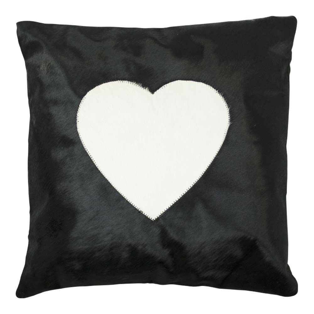 Černý kožený polštář se srdcem (bos taurus taurus) - 45*45*5cm Mars & More - LaHome - vintage dekorace
