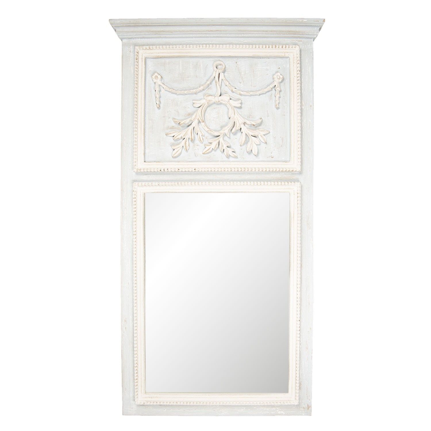 Nástěnné zrcadlo v ozdobném rámu s římsou - 65*120*5 cm Clayre & Eef - LaHome - vintage dekorace