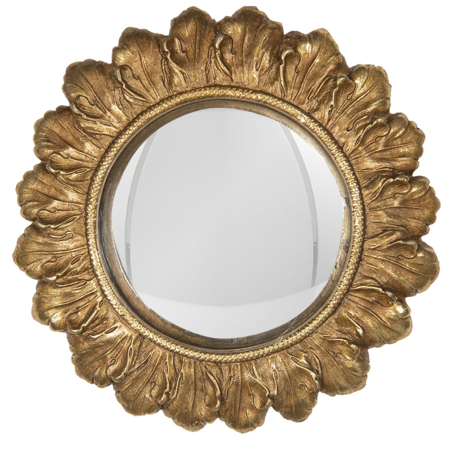 Nástěnné zrcadlo ve zlatém masivním rámu Marcellette – Ø 18*2 cm Clayre & Eef - LaHome - vintage dekorace