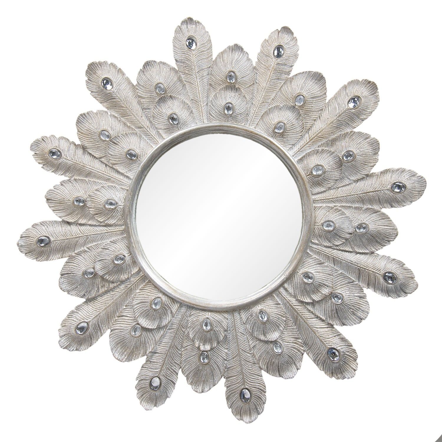Nástěnné zrcadlo s rámem v designu pavích per – Ø 54*2 cm Clayre & Eef - LaHome - vintage dekorace