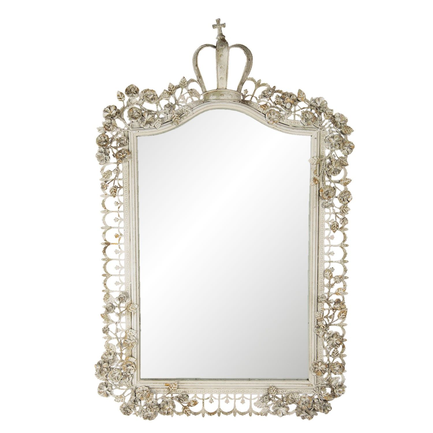 Béžové zrcadlo s ozdobným rámem ve vintage stylu - 63*6*102 cm Clayre & Eef - LaHome - vintage dekorace