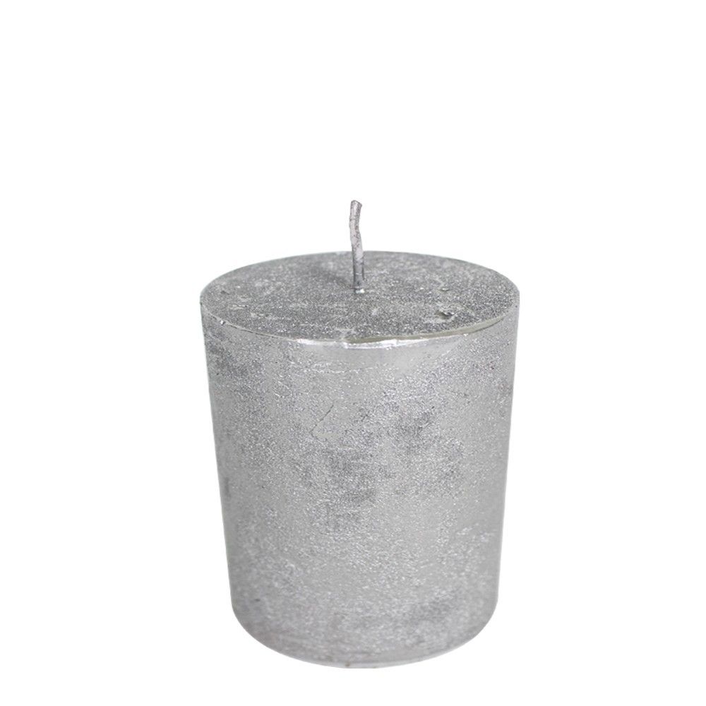 Stříbrná nevonná svíčka M válec  - Ø 7*10cm Mars & More - LaHome - vintage dekorace