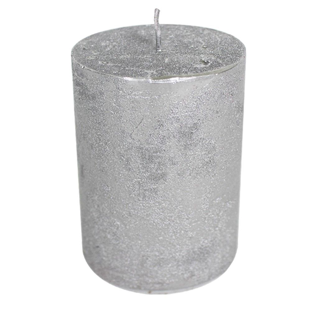 Stříbrná nevonná svíčka XXL válec  - Ø 10*20cm Mars & More - LaHome - vintage dekorace