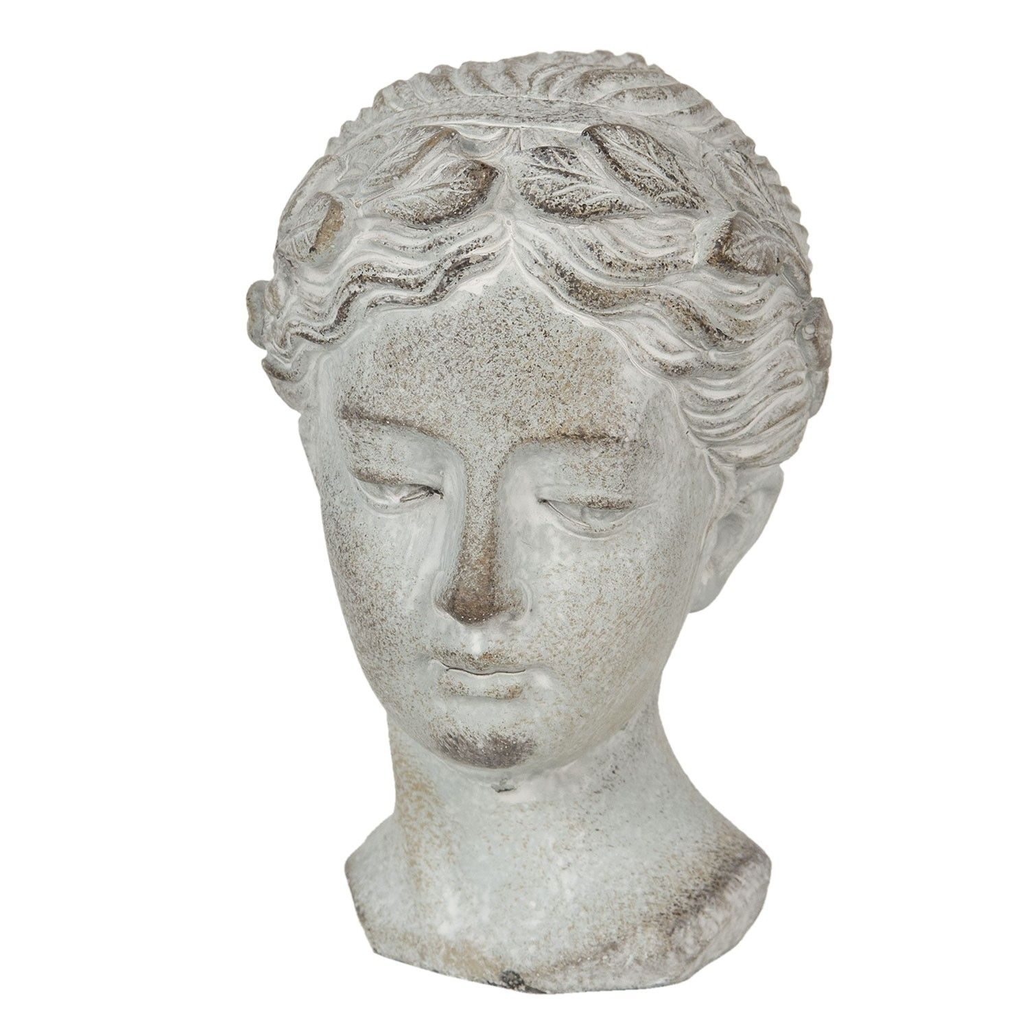 Šedá socha hlava ženy - 12*11*17 cm Clayre & Eef - LaHome - vintage dekorace