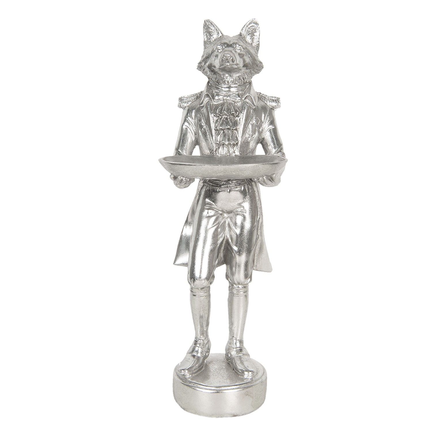 Stříbrná dekorační soška lišky - 19*14*44 cm Clayre & Eef - LaHome - vintage dekorace