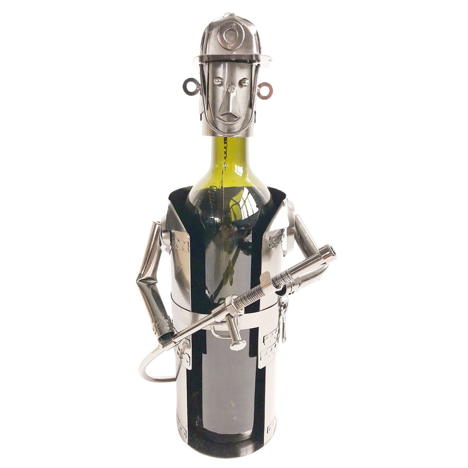 Kovový stojan na láhev vína v designu hasiče Chevalier - 17*12*22 cm Clayre & Eef - LaHome - vintage dekorace