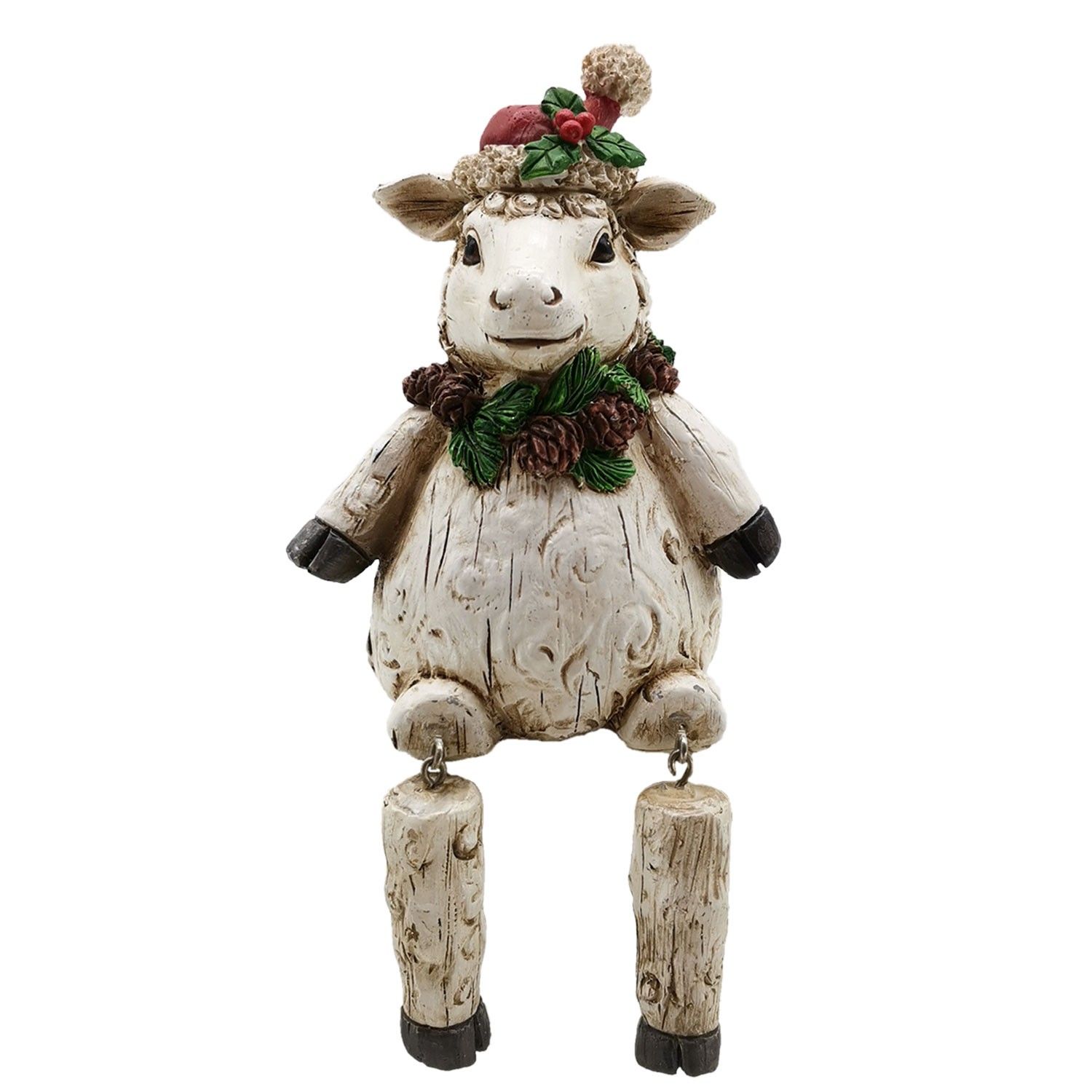 Dekorace sedící vánoční ovečka - 7*7*10 cm Clayre & Eef - LaHome - vintage dekorace