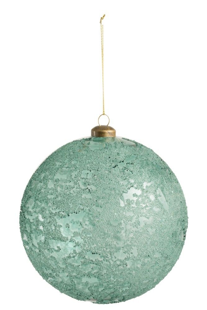 Vánoční skleněná azurová ozdoba - Ø 15 cm J-Line by Jolipa - LaHome - vintage dekorace