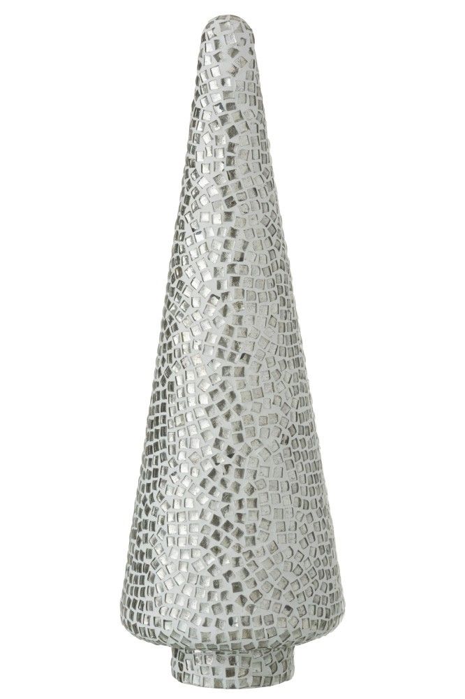 Stříbrno - bílý skleněný stromek  Mosaic - Ø 13*41cm J-Line by Jolipa - LaHome - vintage dekorace