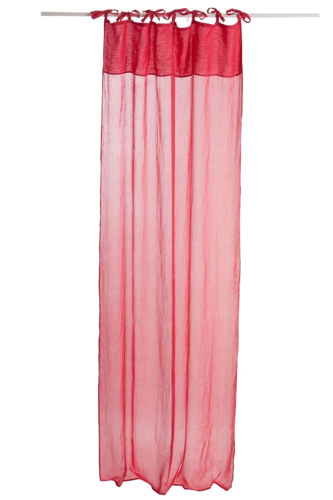 Červený bavlněný voál / záclona na zavazování - 140*290cm J-Line by Jolipa - LaHome - vintage dekorace