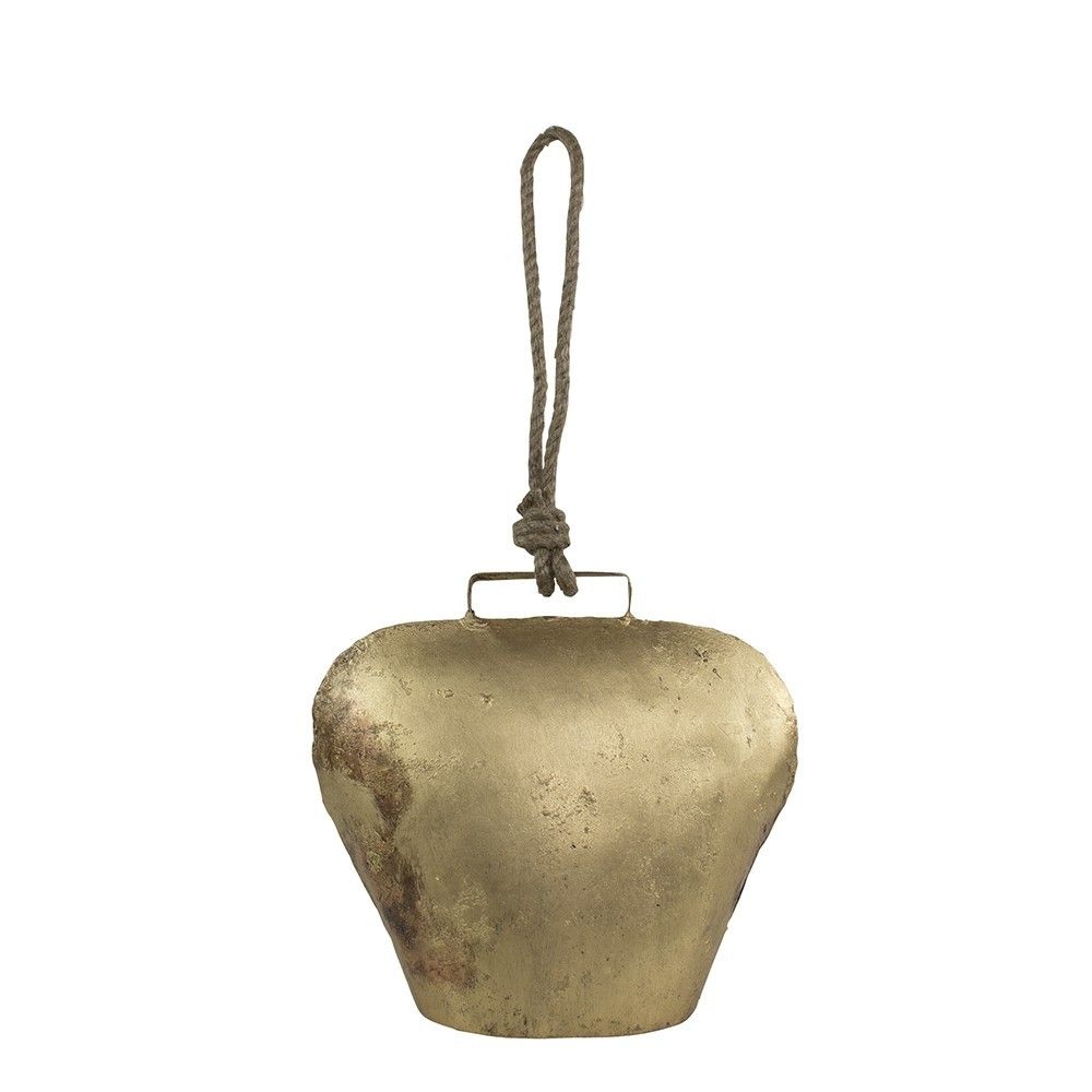 Zlatý kovový zvon ve tvaru kravského zvonu - 20*11*20cm Mars & More - LaHome - vintage dekorace