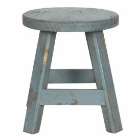 Modrá dekorační stolička s patinou - 16*16*18 cm Clayre & Eef