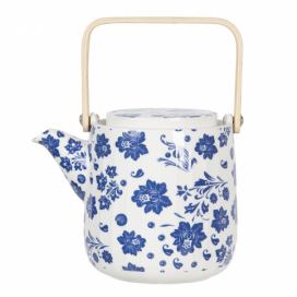 Porcelánová konvička na čaj s modrými květy I - 0,8L Clayre & Eef
