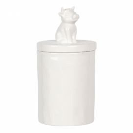 Bílá keramická dóza s krávou na víčku Campagne – Ø 11*19 cm Clayre & Eef