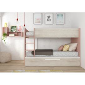 Aldo Dětská patrová postel s přistýlkou - Cascina Antique pink