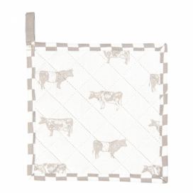 Bavlněná podložka/chňapka s béžovým potiskem Life with Cows - 20*20 cm Clayre & Eef
