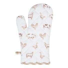 Kuchyňská chňapka z bavlny Country Life Animals béžovo-bílá - 16*30 cm Clayre & Eef