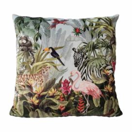 Sametový polštář s plameňákem Jungle Flamingo - 45*45*10cm Mars & More LaHome - vintage dekorace