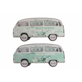 Sada 2 nástěnných dřevěných věšáků v tyrkysové barvě Minibus - 33*75*5 cm J-Line by Jolipa