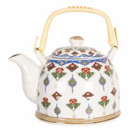 Konvice na čaj s květinovými ornamenty - 18*14*12 cm / 0,8L Clayre & Eef