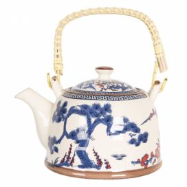 Porcelánová konvice na čaj s modrým stromem - 18*14*12 cm / 0,8L Clayre & Eef