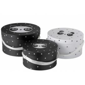 Sada 3papírových kulatých boxů Panda  - Ø32*18cm J-Line by Jolipa