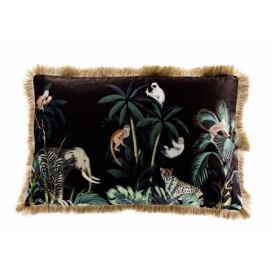 Barevný sametový polštář s třásněmi Jungle - 40*60*10cm Mars & More LaHome - vintage dekorace
