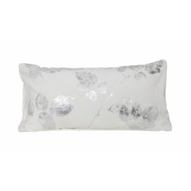 Sametový bílý polštář se stříbrnými listy Leave - 60*30 cm Light & Living