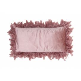 Růžový sametový polštář s peříčky Plumas - 60*30 cm Light & Living LaHome - vintage dekorace