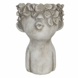 Obal na květináč v designu busty s květinovým věncem Tete - 17*17*25 cm Clayre & Eef