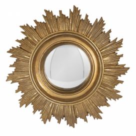 Nástěnné zrcadlo v masivním zlatém rámu s paprsky Soleil – Ø 18*2 cm Clayre & Eef