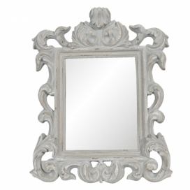 Nástěnné zrcadlo v šedém vintage rámu s ornamenty - 34*343 cm Clayre & Eef