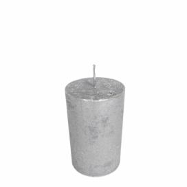 Stříbrná nevonná svíčka S válec  - Ø 5*8cm Mars & More LaHome - vintage dekorace