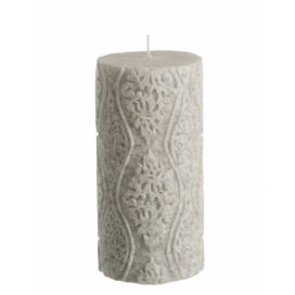 Mintová válcovitá svíčka s ornamenty - Ø7,5*15cm  J-Line by Jolipa