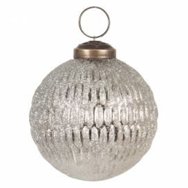 Stříbrná skleněná vánoční ozdoba - Ø  8 cm Clayre & Eef