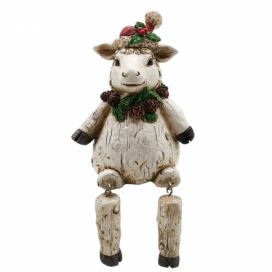 Dekorace sedící vánoční ovečka - 7*7*10 cm Clayre & Eef