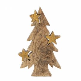 Dřevěná dekorace Vánoční strom s hvězdami - 10*3*16 cm Clayre & Eef