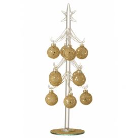 Skleněný stromek se zlatými koulemi Baubles Stars Medium – 12*12*30 cm J-Line by Jolipa