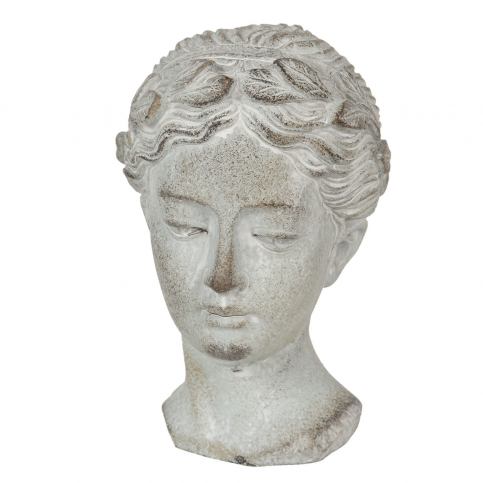 Šedá socha hlava ženy - 12*11*17 cm Clayre & Eef LaHome - vintage dekorace