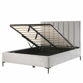Sametová postel 160 x 200 cm šedá SEZANNE