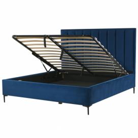Sametová postel 180 x 200 cm modrá SEZANNE