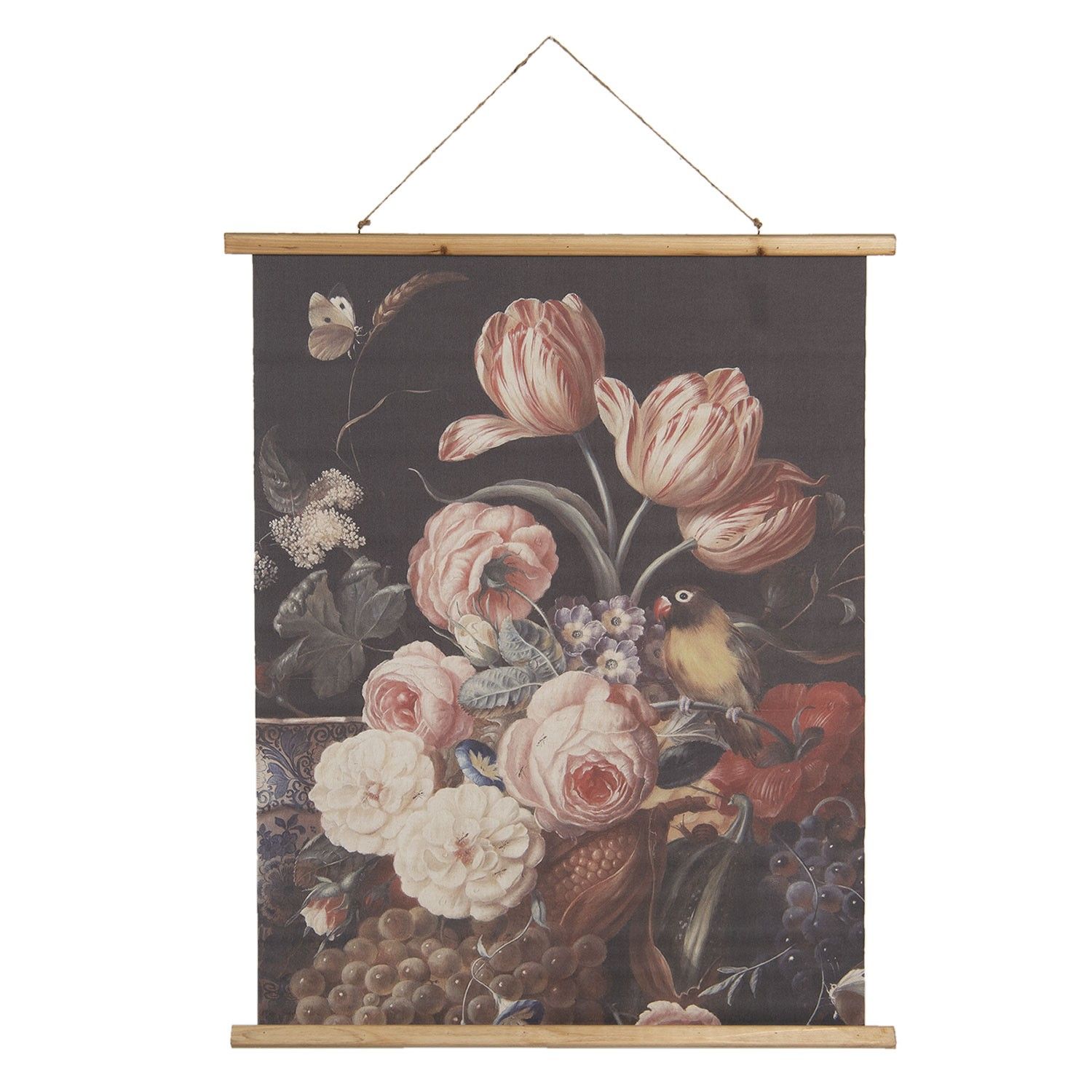 Nástěnný plakát s malbou květin, ovoce a zvěře - 80*2*100 cm Clayre & Eef - LaHome - vintage dekorace