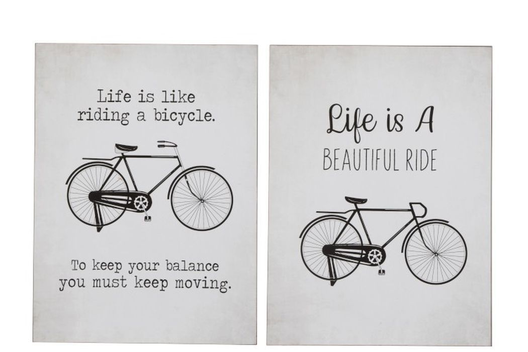 2 nástěnné kovové cedule Bicycle - 37*0,5*49,5 cm  J-Line by Jolipa - LaHome - vintage dekorace