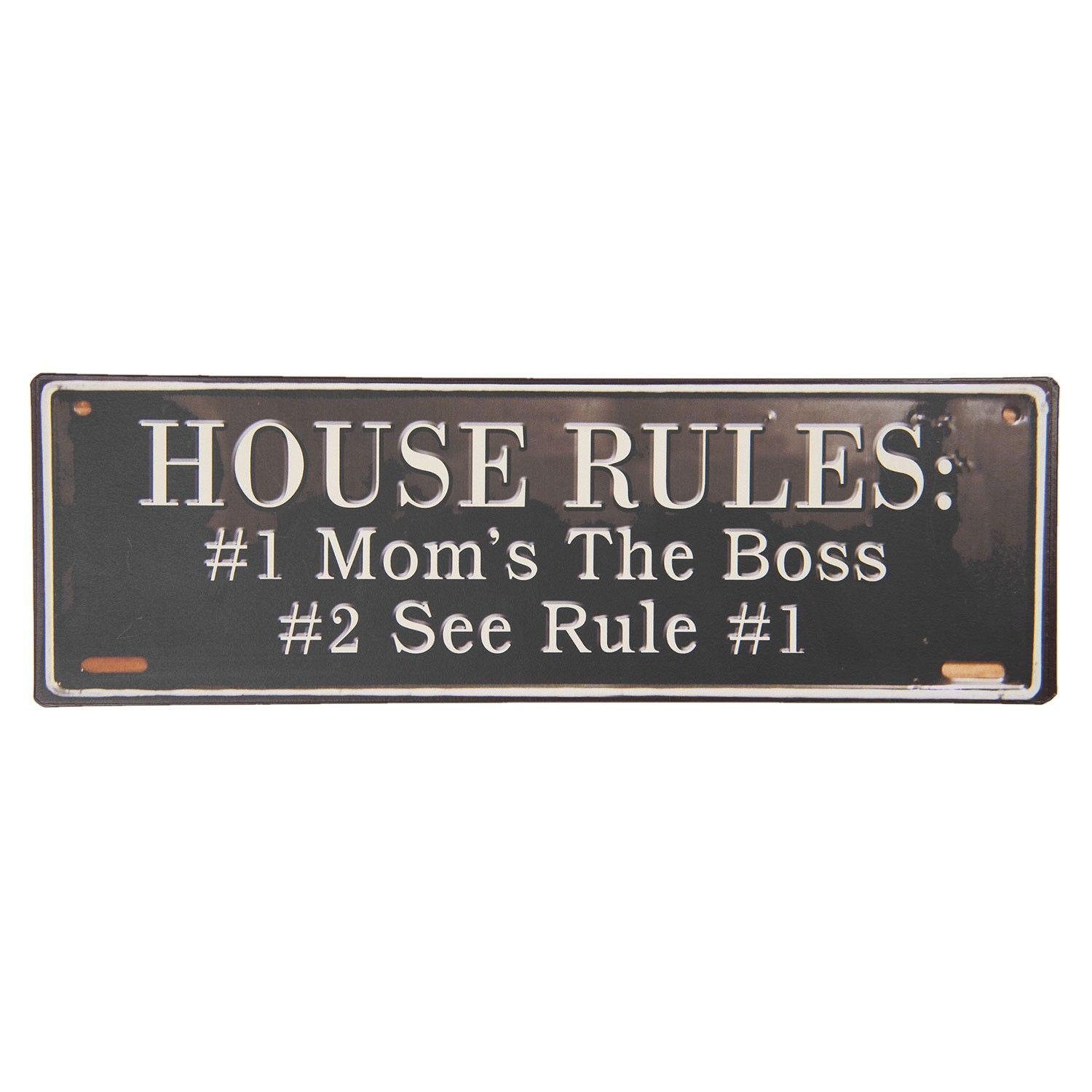 Nástěnná plechová cedule House rules - 39*13 cm Clayre & Eef - LaHome - vintage dekorace