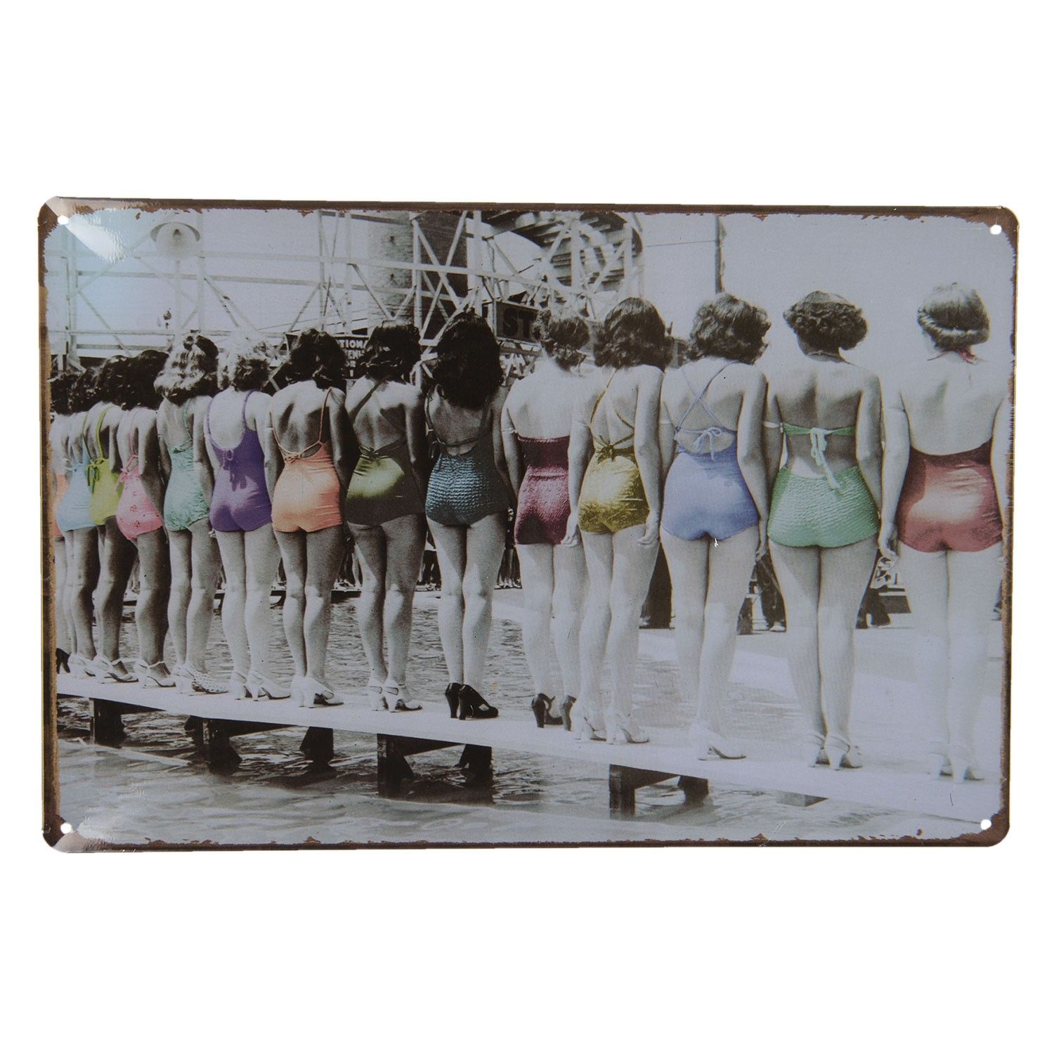 Nástěnná kovová cedule s ženami v plavkách - 30*20 cm Clayre & Eef - LaHome - vintage dekorace