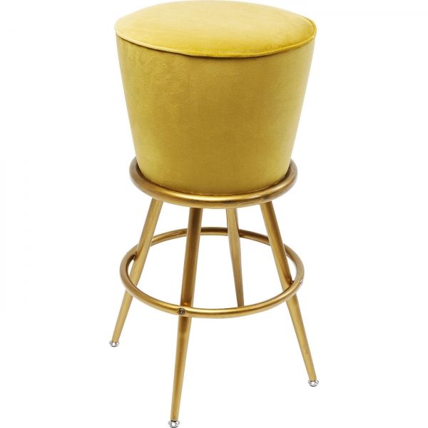 Žlutá čalouněná barová stolička Lady Rock - KARE